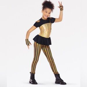 Revolution gold/ black dance costume